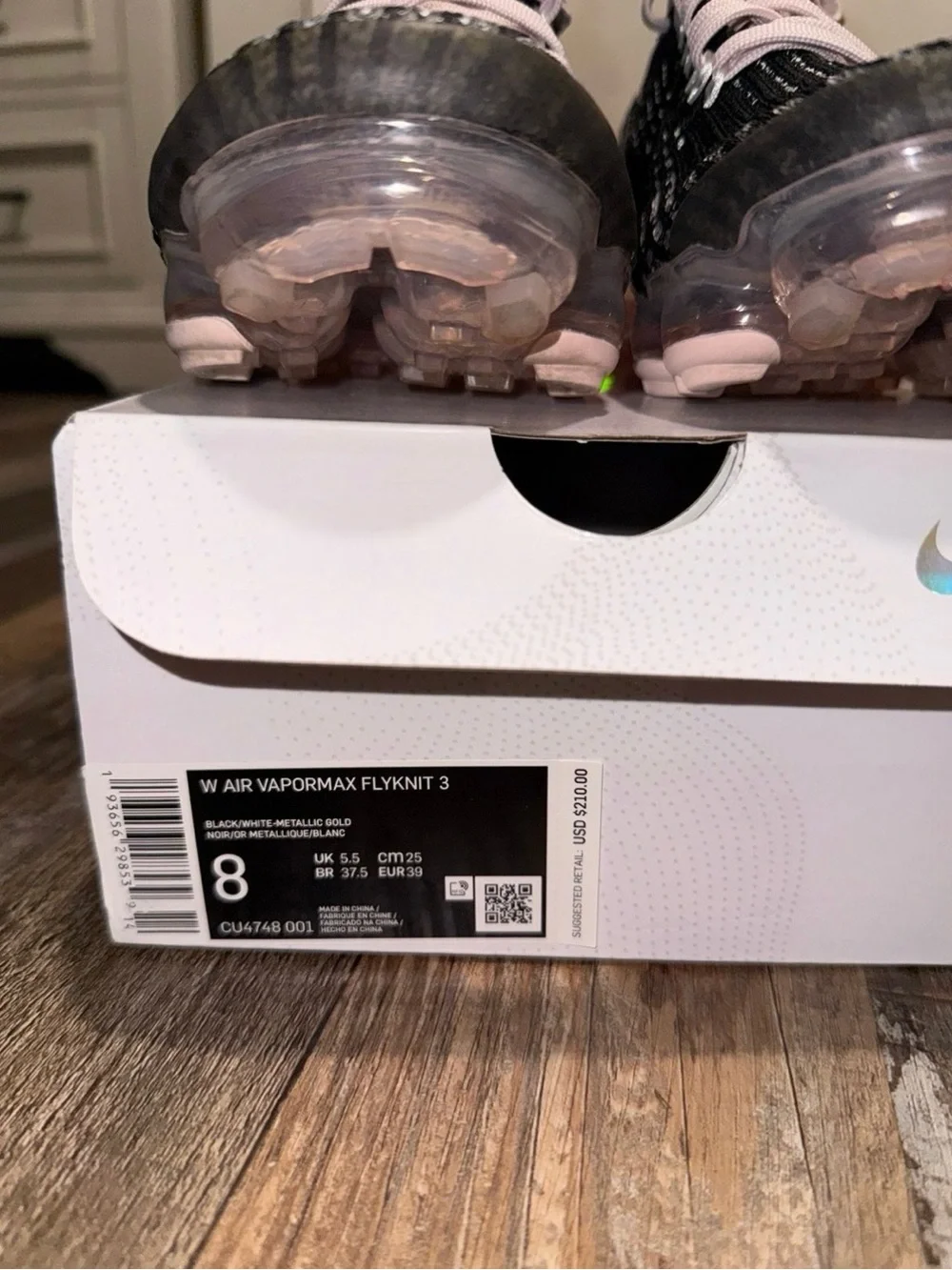 Nike Women’s VaporMax Flyknit Sneakers — Black and Light Pink